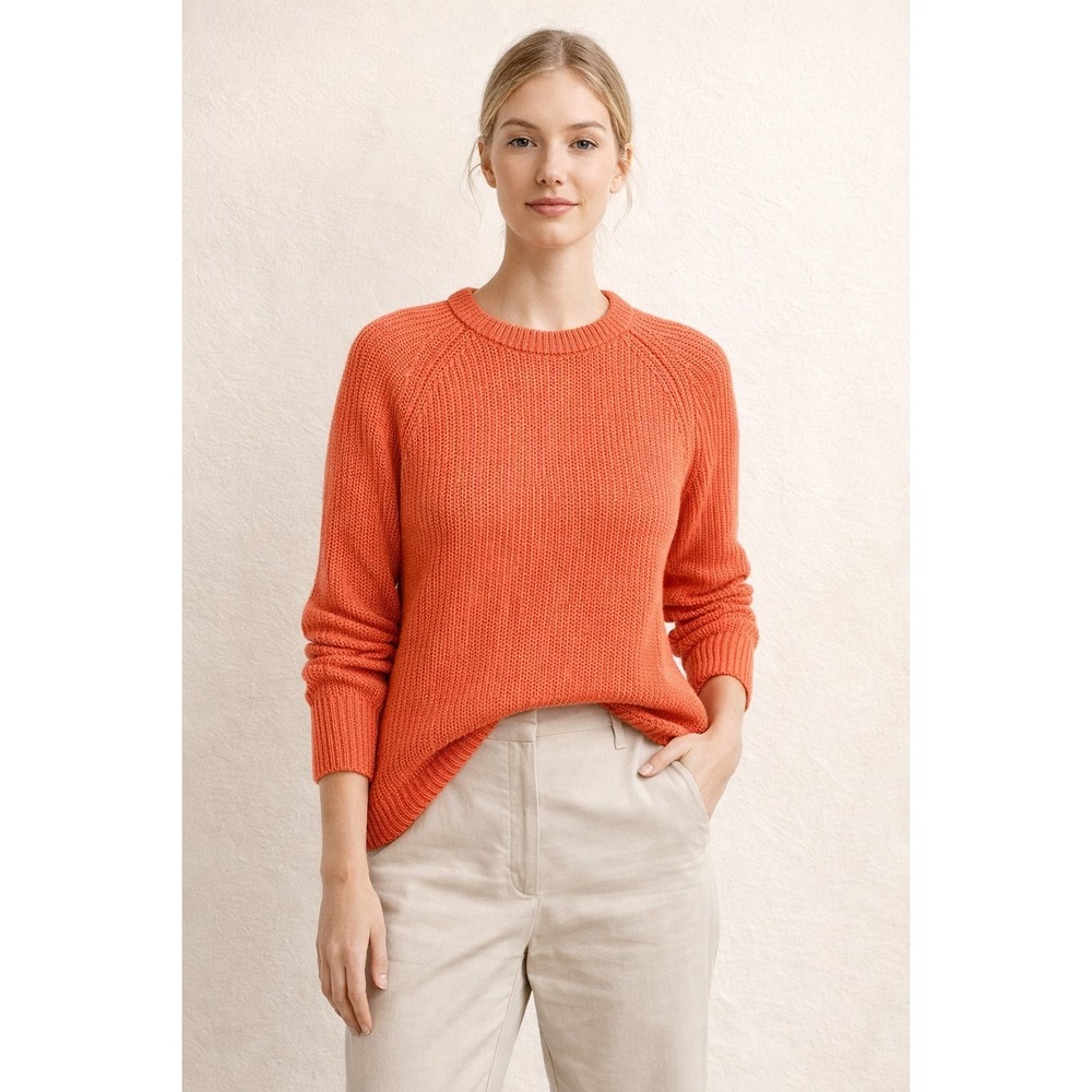 L.L.Bean Cotton Knit Sweater Womens Medium  Coastal Preppy‎ Minimalist Luxury